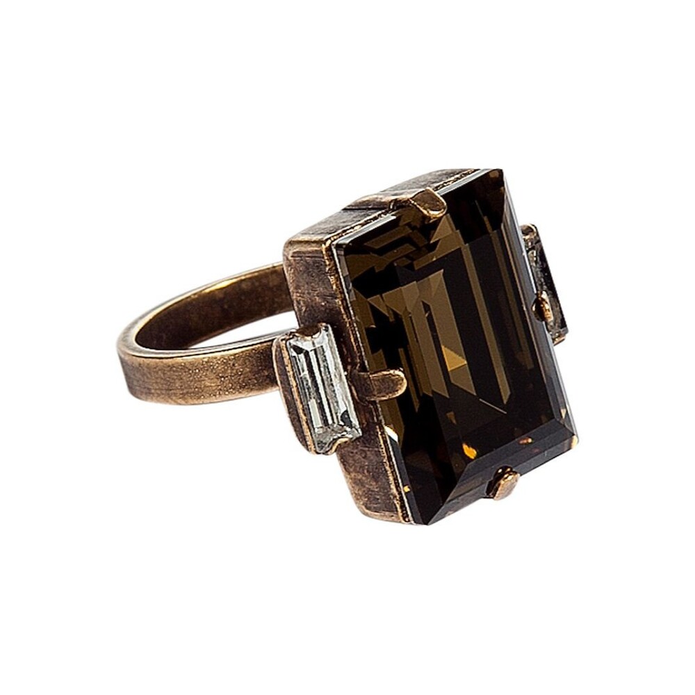 DANNIJO Cato Ring In BRONZE CLEAR SQUARE BRASS RING SZ 5.5 NWOT $240